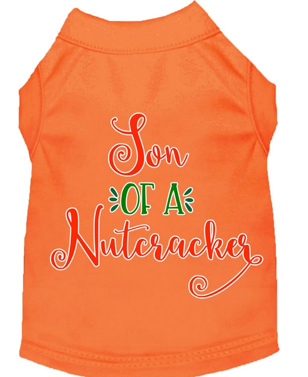 Son of a Nutcracker Screen Print Dog Shirt Orange Sm